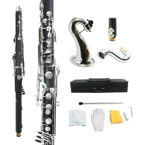 Professional Bass Clarinet Low E Bb flat Synthetic wood Body Nickel Plated Keys with Case Rich Sound Musical Instrument Student Clarinet (Low E) in Saudi Arabia