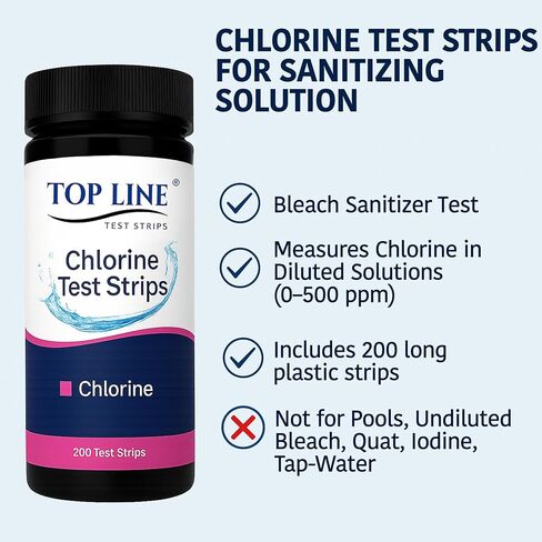 Chlorine & Quaternary Sanitizer Test Strips (200 Strips Each) for Food Service, Restaurants, Daycare Centers in Kuwait
