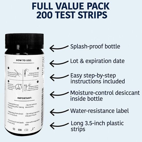 Chlorine & Quaternary Sanitizer Test Strips (200 Strips Each) for Food Service, Restaurants, Daycare Centers in Kuwait