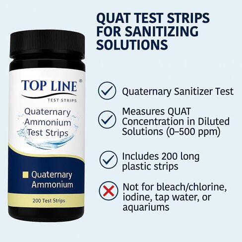 Chlorine & Quaternary Sanitizer Test Strips (200 Strips Each) for Food Service, Restaurants, Daycare Centers in Kuwait