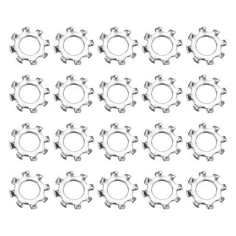 uxcell 100Pcs 10# External Tooth Lock Washer, 304 Stainless Steel Multi-Tooth Star Washer Locking Fastener, Silver Tone in Kuwait