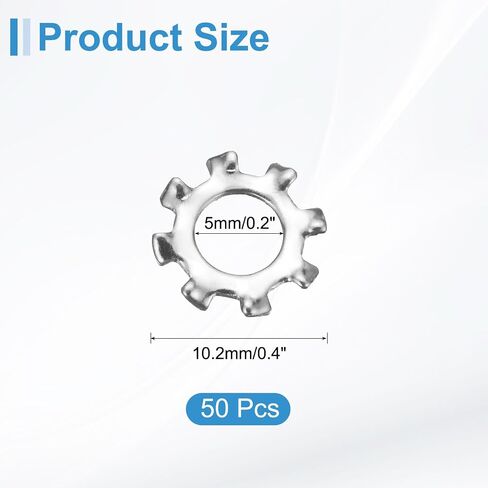 uxcell 50Pcs 10# External Tooth Lock Washer, 304 Stainless Steel Multi-Tooth Star Washer Locking Fastener, Silver Tone in Kuwait