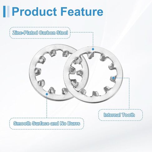 uxcell 20Pcs 3/8 Internal Tooth Lock Washer, 304 Stainless Steel Multi-Tooth Star Washer Locking Fastener, Silver Tone in Kuwait
