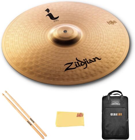 Zildjian ILH18C 18 بوصة I Crash Cymbal | حزمة مع أعواد الطبل، وحقيبة أعواد الطبل، وقماش تلميع أوستن بازار in Kuwait
