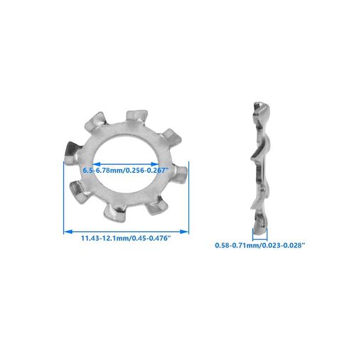 External Tooth Star Lock Washers,SAFYY 304 Stainless Steel External Star Washer,Shakeproof Lock Washers for Marine Bolts(#4，100 PCS) (Style(Internal Tooth/External Tooth), 1/4" 100PCS，External Tooth) in Kuwait