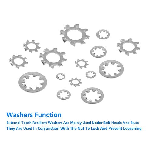 External Tooth Star Lock Washers,SAFYY 304 Stainless Steel External Star Washer,Shakeproof Lock Washers for Marine Bolts(#4，100 PCS) (Style(Internal Tooth/External Tooth), 1/4" 100PCS，External Tooth) in Kuwait