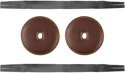 Fancyes 2Pcs Cymbal Handle Cymbal Strap Repairing Percussion Instrument Replacement Strip Symphony Musical Leather Straps with Pads, Dark Brown in Kuwait