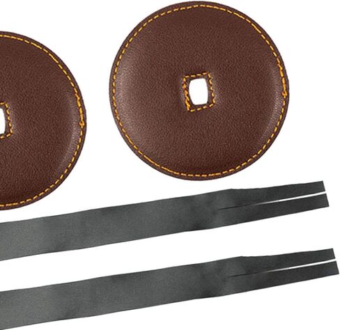 Fancyes 2Pcs Cymbal Handle Cymbal Strap Repairing Percussion Instrument Replacement Strip Symphony Musical Leather Straps with Pads, Dark Brown in Kuwait