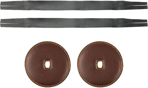 Fancyes 2Pcs Cymbal Handle Cymbal Strap Repairing Percussion Instrument Replacement Strip Symphony Musical Leather Straps with Pads, Dark Brown in Kuwait