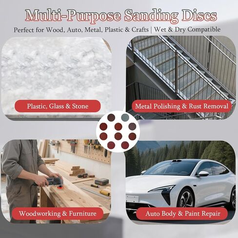 200 Pcs 2 Inch Sanding Discs Pad Kit Includes 80-3000 Grit Sandpapers, Hook and Loop Sand Paper for Sanding, Polishing and Finishing Various Materials in Kuwait