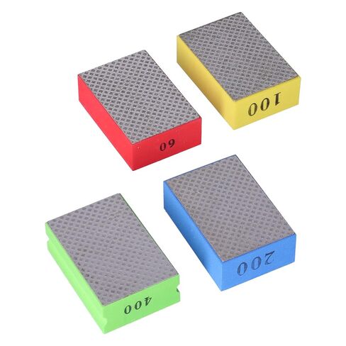 4 Pieces Diamond Hand Polishing Pads, Sanding Block Tile Stone Grinding Tools, 60/100/200/400 Grit for Ceramic Tile Glass Grinding Trimming Deburring Kit in Kuwait