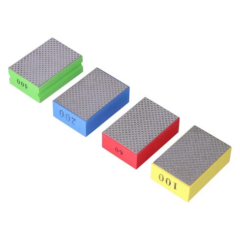 4 Pieces Diamond Hand Polishing Pads, Sanding Block Tile Stone Grinding Tools, 60/100/200/400 Grit for Ceramic Tile Glass Grinding Trimming Deburring Kit in Kuwait