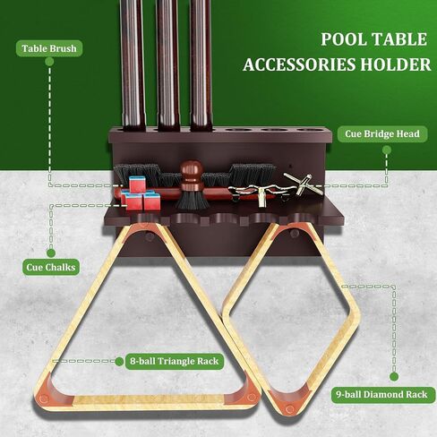 Wall Mount Pool Stick Holder, Bamboo Billiards Cue wall Rack for 6 Cues and Pool Table Accessories Storage Equipment Organizer, Dark Brown in Kuwait