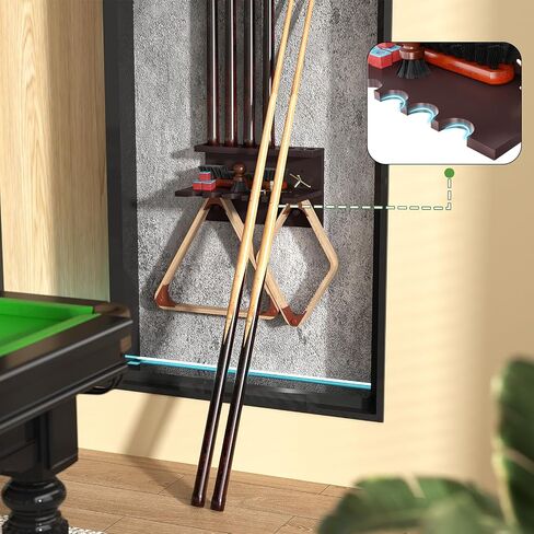 Wall Mount Pool Stick Holder, Bamboo Billiards Cue wall Rack for 6 Cues and Pool Table Accessories Storage Equipment Organizer, Dark Brown in Kuwait