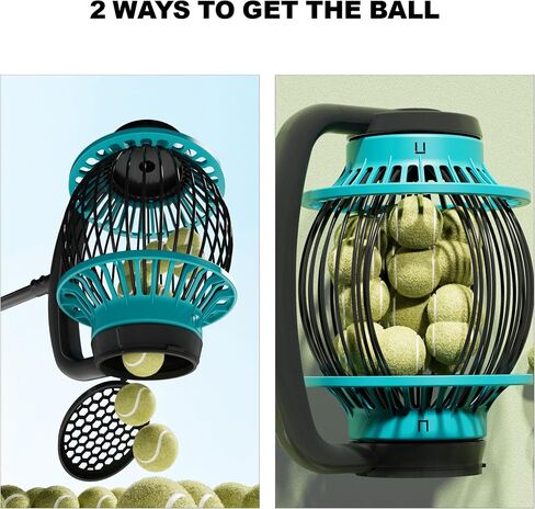 Tennis Ball Collector Roller with Adjustable Handle, No-Bend Quick Rolling Picker for Tennis Court, Quick-Tip Ball Release for Fast Emptying, Large Hopper Holds 20+ Tennis Balls Save Time & Your Back in Kuwait