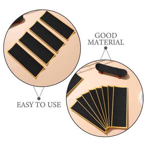 KALLORY 32pcs Fingerboard Grip Tape, Wooden Mini Skateboard Adhesive Stickers, Non Slip Foam Grip 110mm x 38mm Black Finger Skateboard Accessories in Kuwait