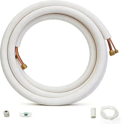 Complete 16FT Mini Split Line Set for Central AC - 1/4" & 1/2" or 1/4" & 3/8" Copper Tubing - Triple-Layer PE Insulation - for 9,000-24,000 BTU HVAC Systems, Accessory 1 in Kuwait