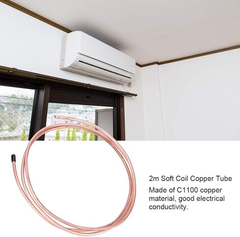 GOTOTOP Soft Annealed Copper Coil Tubing, C1100 T2 Material, Flexible 6mm OD 4.8mm ID for HVAC Repair, 2 Meter Length in Kuwait