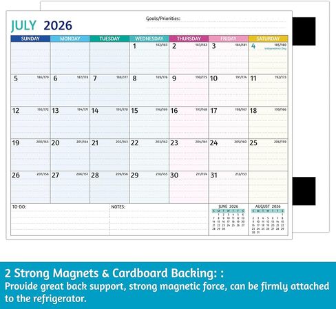 2025-2026 Magnetic Calendar for Refrigerator - 2 Year Calendar from Jan 2025 - Dec 2026, 8 x 10 In, 24 Monthly Magnetic Fridge Calendar with Strong Magnets, Thick Paper, Ample Space for Easy Planning in Kuwait