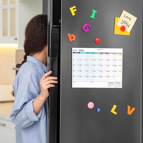 2025-2026 Magnetic Calendar for Refrigerator - 2 Year Calendar from Jan 2025 - Dec 2026, 8 x 10 In, 24 Monthly Magnetic Fridge Calendar with Strong Magnets, Thick Paper, Ample Space for Easy Planning in Kuwait