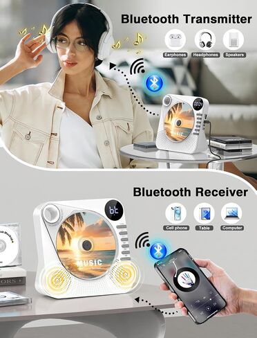 CD Player with HiFi Dual Speaker Portable Bluetooth,Desktop CD Player for Home Black with Remote Control,Dust Cover,LCD Display,Sleep Timer,EQ Sound,USB/AUX/3.5mm Earphone Jack for Home,Kids,Gift in Saudi Arabia