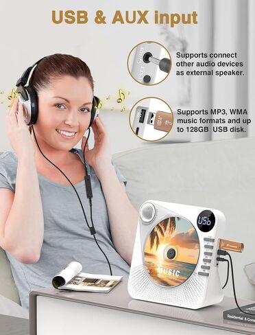 CD Player with HiFi Dual Speaker Portable Bluetooth,Desktop CD Player for Home Black with Remote Control,Dust Cover,LCD Display,Sleep Timer,EQ Sound,USB/AUX/3.5mm Earphone Jack for Home,Kids,Gift in Saudi Arabia