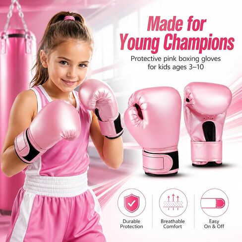IMIKEYA Kids Boxing Gloves, Soft Padded Training Gloves for Boys and Girls Ages 3-10, Adjustable Wrist Strap for Beginner Punching Bag Practice, Indoor Sparring Play in Kuwait