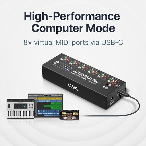 CME H12MIDI Pro + 12 Perfect Fit TRS-to-MIDI cables - Premium USB Host MIDI Interface with low-profile cable pack in Kuwait