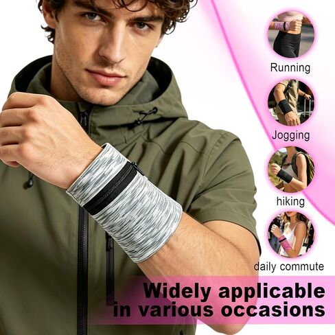 4 PCS Wrist Wallet for Women Men,Highly Stretchable Wallet Wristlet with Zippers,Lightweight Running Wristband, Suitable for Sports, Travel, Running, Walking, Hiking, and Other Activities—4 Colors in Kuwait