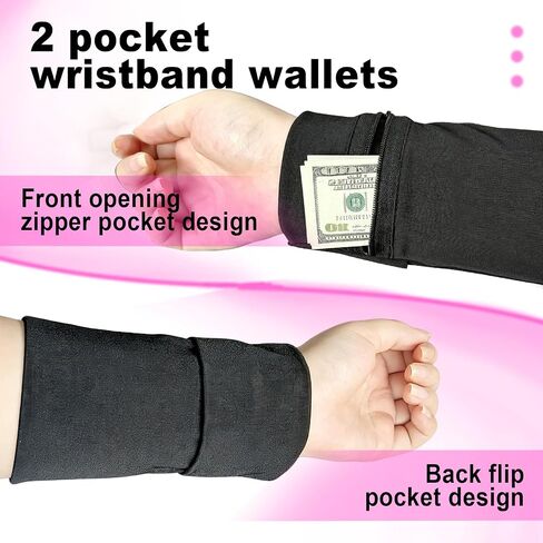 4 PCS Wrist Wallet for Women Men,Highly Stretchable Wallet Wristlet with Zippers,Lightweight Running Wristband, Suitable for Sports, Travel, Running, Walking, Hiking, and Other Activities—4 Colors in Kuwait