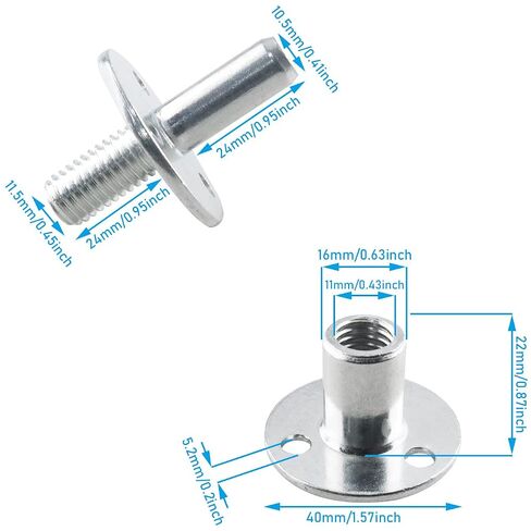M12 Bed Column Connector Furniture Hardware Accessories Screw in T-Nut Bed Frame Leg Cabinet Sofa Column Repair T-Nut 2 Pack in Kuwait