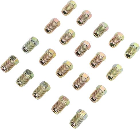 EBTOOLS 20pc Brake Line Nuts, M10 X 1mm Metric Brake Line Invert Flare Fittings for 3/16 Inch Tube, Fittings Assortment for Automotive Systems in Kuwait