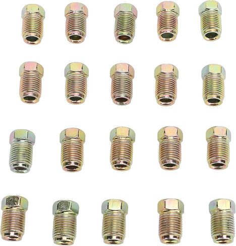 EBTOOLS 20pc Brake Line Nuts, M10 X 1mm Metric Brake Line Invert Flare Fittings for 3/16 Inch Tube, Fittings Assortment for Automotive Systems in Kuwait