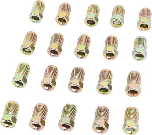 EBTOOLS 20pc Brake Line Nuts, M10 X 1mm Metric Brake Line Invert Flare Fittings for 3/16 Inch Tube, Fittings Assortment for Automotive Systems in Kuwait