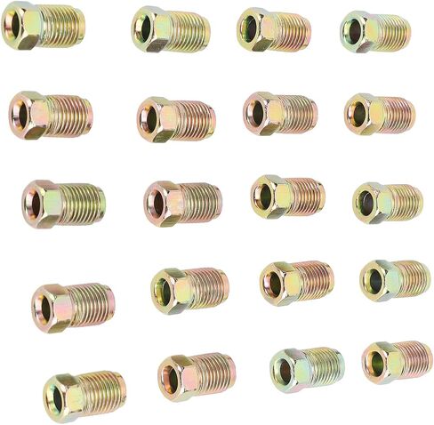 EBTOOLS 20pc Brake Line Nuts, M10 X 1mm Metric Brake Line Invert Flare Fittings for 3/16 Inch Tube, Fittings Assortment for Automotive Systems in Kuwait
