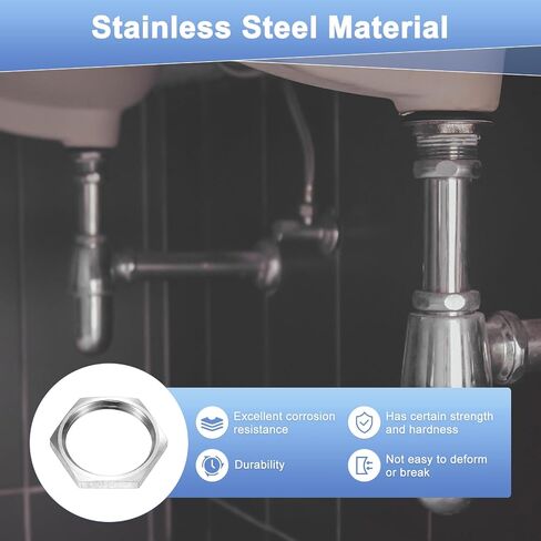 M METERXITY 2-Pack Cast Pipe Fitting Hex Locknut، NPT3/4 أنثى الموضوع الفولاذ المقاوم للصدأ عرافة قفل الجوز لأنظمة السباكة الثابتة / الهيدروليكية / أنظمة نقل السوائل in Kuwait