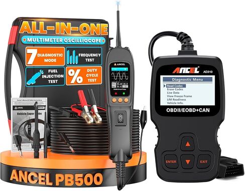 ماسح ضوئي ANCEL AD310 Universal Obd II + مجموعة اختبار مسبار دائرة طاقة السيارات ANCEL PB500 in Kuwait