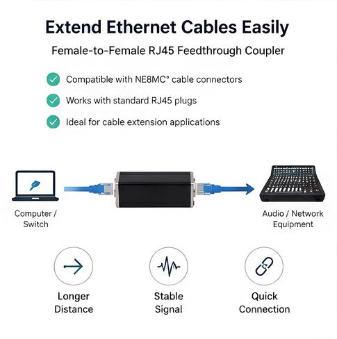 موصل مضمن لوصلة توصيل etherCON RJ45 لتمديد الكابل متوافق مع NE8FF NE8MC وجميع مقابس RJ45 القياسية المجهزة بنظام قفل زنبركي معروف (NE8FF_1PCS) in Kuwait