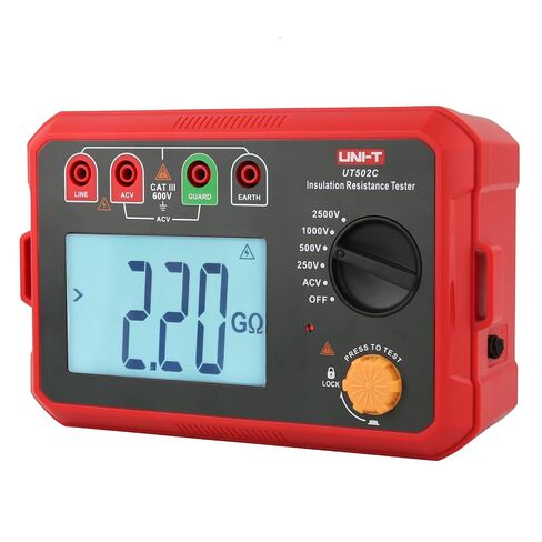 UNI-T Megohmmeter,UT502C Digital Insulation Resistance Tester,2.5KV-20GΩ megger Tester with 30V-75V AC Voltage Measurement Backlight Auto Range for Transformer, Cable Switch，Motors, HVAC Maintenance in Kuwait