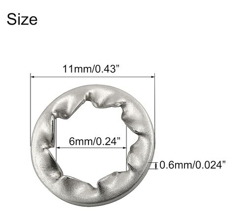 NACX M6 Internal Tooth Star Lock Washers, 304 Stainless Steel Tooth Locking Ring, M6 Internal Serrated Washers, 250PCS (Silver) in Kuwait