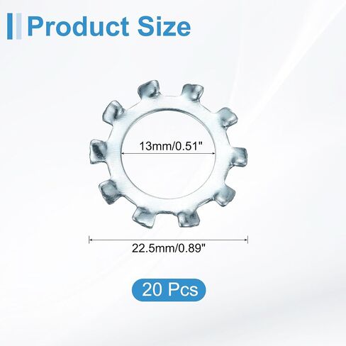 uxcell 20Pcs 1/2 External Tooth Lock Washer, Zinc-Plated Carbon Steel Multi-Tooth Star Washer Locking Fastener, Silver Tone in Kuwait