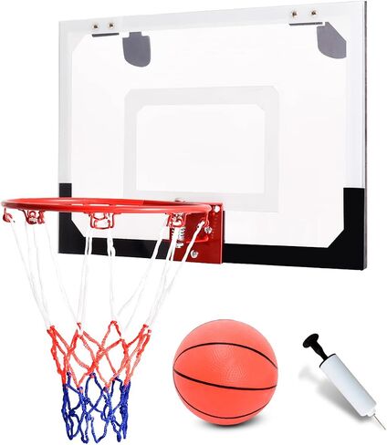 Goplus 18'' x12'' Mini Wall Mounted Basketball Hoop, Backboard for Door w/Ball and Hand Pump Set, Basketball Sports Exercise for Youth Kids Adults Indoor Outdoor in Kuwait