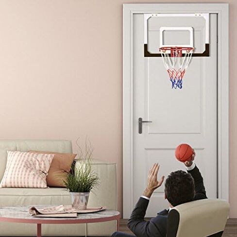 Goplus 18'' x12'' Mini Wall Mounted Basketball Hoop, Backboard for Door w/Ball and Hand Pump Set, Basketball Sports Exercise for Youth Kids Adults Indoor Outdoor in Kuwait