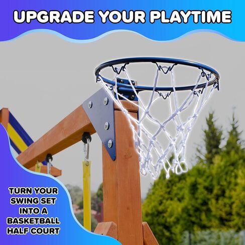 Sportspower Basketball Hoop & Net Attachment for Wooden Swing Sets, Mini-Basketball & Pump Included in Kuwait