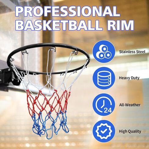 Basketball Rim Replacement, Wall Hanging Standard 18" Steel Rim with All Weather Net, Wall Mounted Basketball Hoop Indoor Black in Kuwait