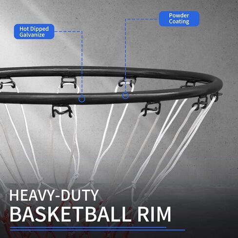 Basketball Rim Replacement, Wall Hanging Standard 18" Steel Rim with All Weather Net, Wall Mounted Basketball Hoop Indoor Black in Kuwait