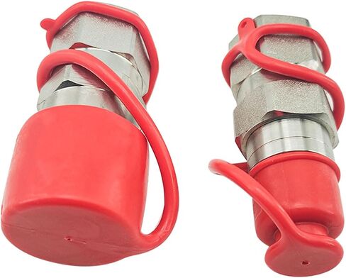3/4" SAE Thread Flat Face Hydraulic Quick Connect Coupler Set Fit for Skid Steer,1/2" Body Heavy-Duty Carbon Steel Coupling with Dust Cap(4pcs) in Kuwait