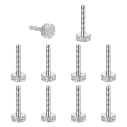 MECCANIXITY 5pcs M3 x 4mm Knurled Thumb Screws, 304 Stainless Steel Flat Head Thumb Screws Metric Diamond Knurled Head Bolts Grip Knobs Hand Tighten Thread Fasteners, 10mm Dia in Kuwait