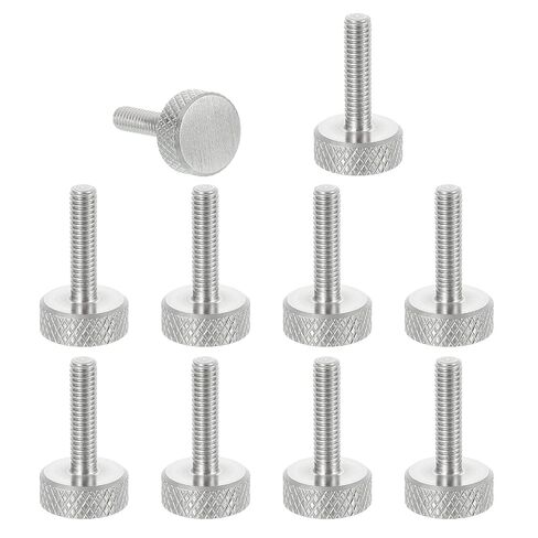 MECCANIXITY 5pcs M3 x 4mm Knurled Thumb Screws, 304 Stainless Steel Flat Head Thumb Screws Metric Diamond Knurled Head Bolts Grip Knobs Hand Tighten Thread Fasteners, 10mm Dia in Kuwait