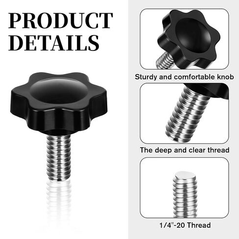 Thumb Screws 1/4"- 20 × 0.63 Knurled Thumb Screw 1/4 × 20 Threaded Knobs for Machine Furniture Umbrella Base Replacement 12 PCS in Kuwait